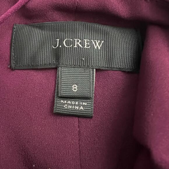 J Crew Silk Jumpsuit 8 Berry Strappy Purple Straight Leg V-Neck High Waist Chic - Picture 10 of 12